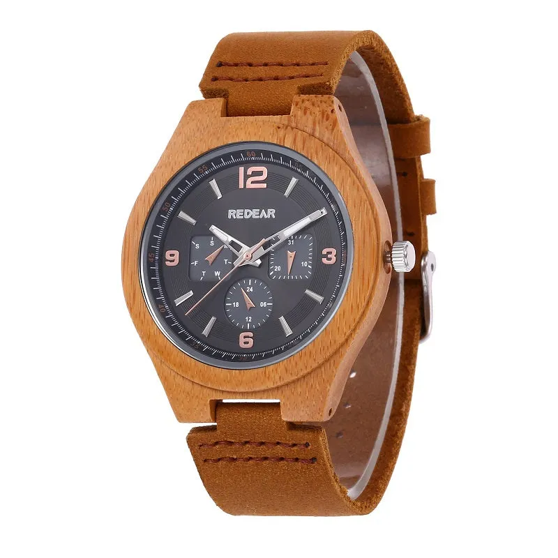 Six Pin Dial Multifunctional Wooden Watch