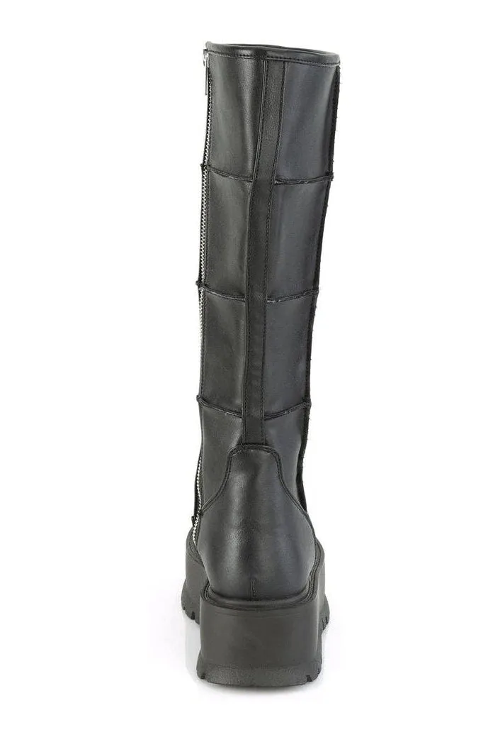 SLACKER-230 Knee Boot | Black Faux Leather