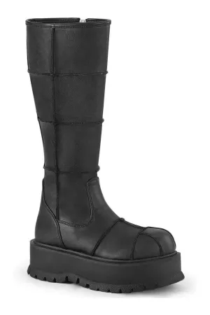 SLACKER-230 Knee Boot | Black Faux Leather