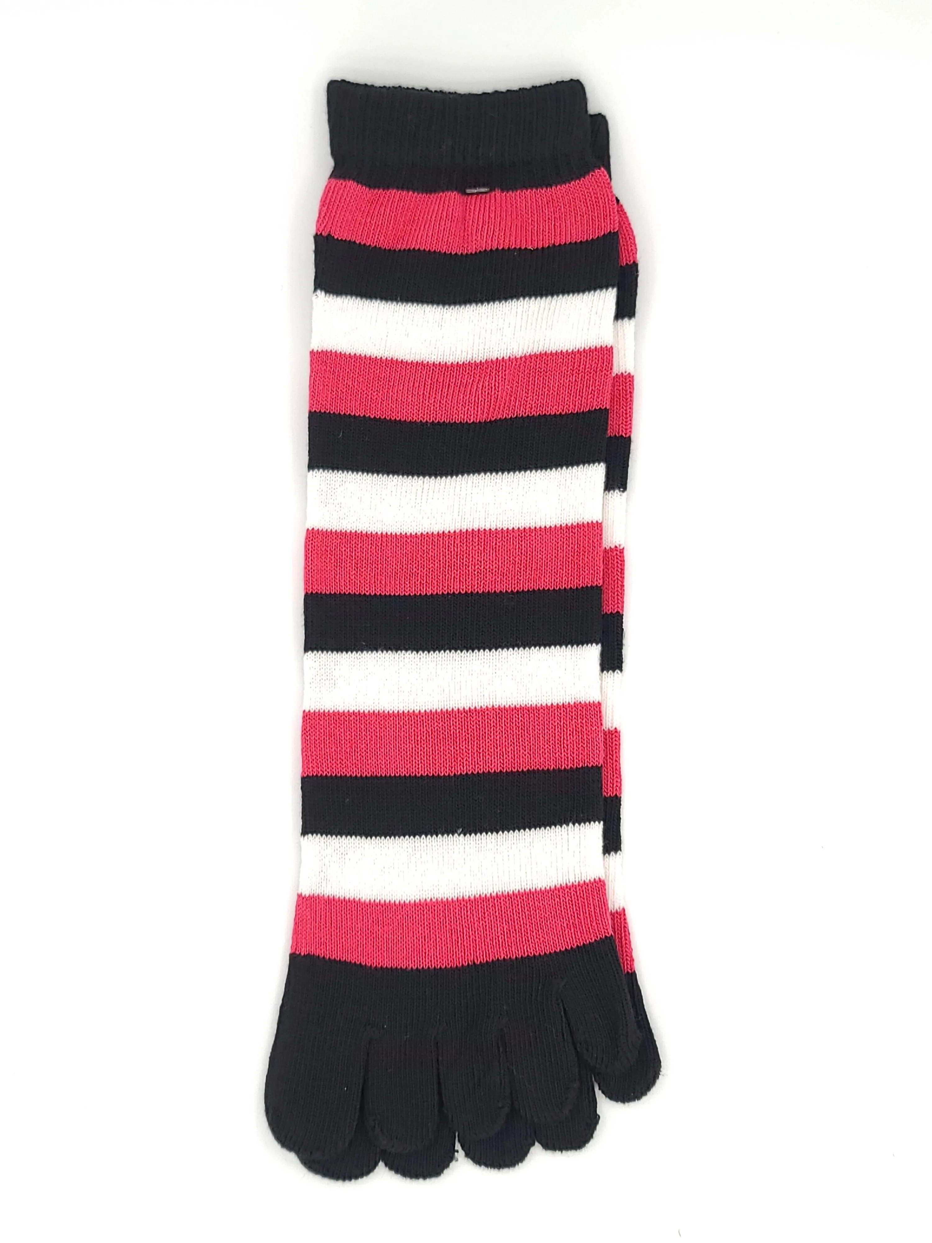Sleek and Stylish Purple, Black, and White Stripe Toe Socks | ToeHugger