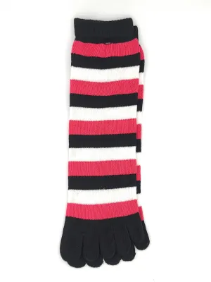 Sleek and Stylish Purple, Black, and White Stripe Toe Socks | ToeHugger