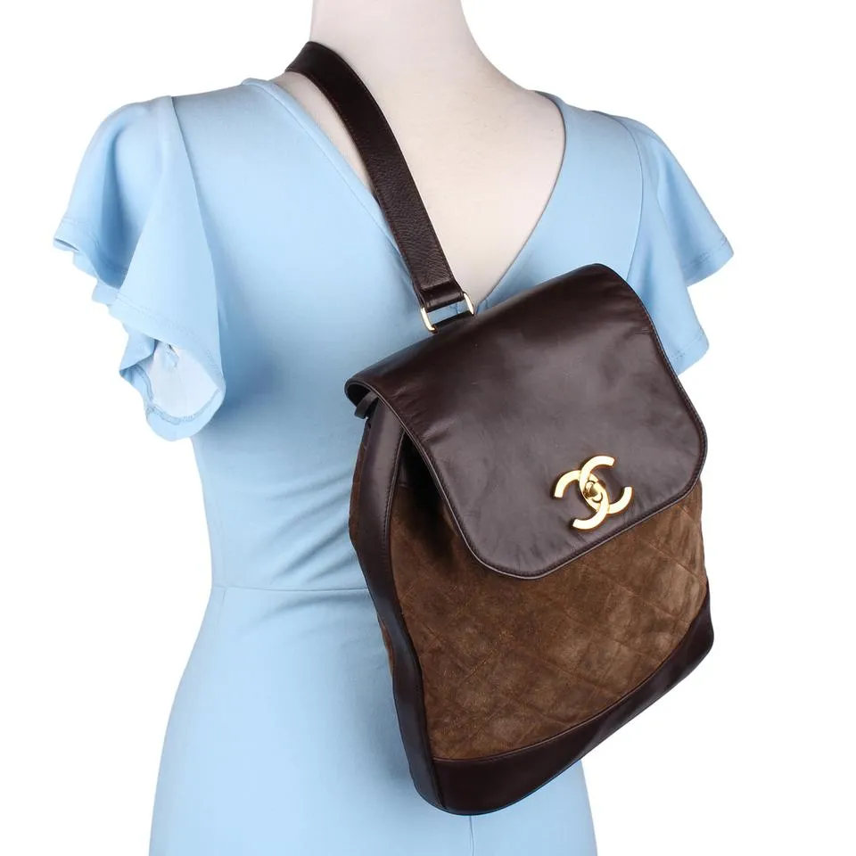 Slingback Backpack Suede Leather