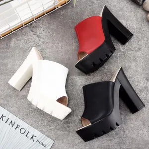 Small Feet Peep Platform Chunky High Heel Sandals MS89