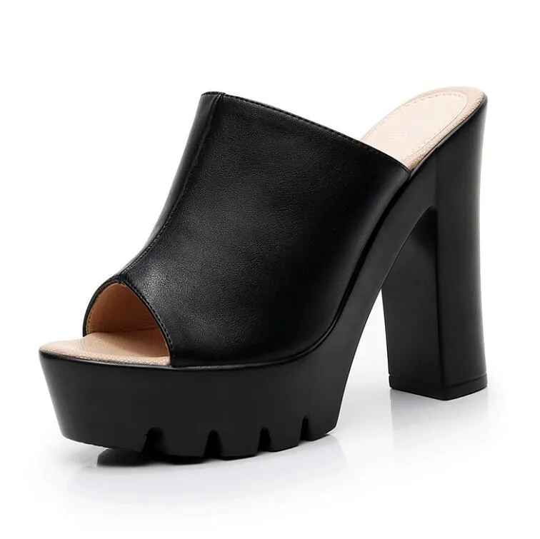 Small Feet Peep Platform Chunky High Heel Sandals MS89