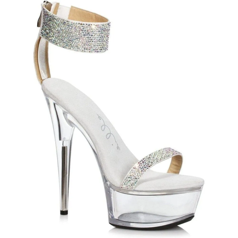 SS-609-ANIKA Stripper Sandal | Silver Faux Leather