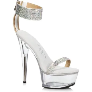 SS-609-ANIKA Stripper Sandal | Silver Faux Leather