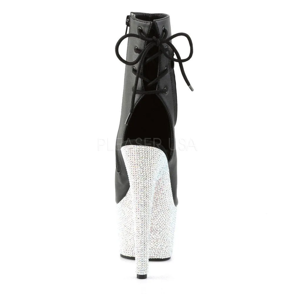 SS-BEJEWELED-1018DM-7 Platform Boot  | Black Faux Leather