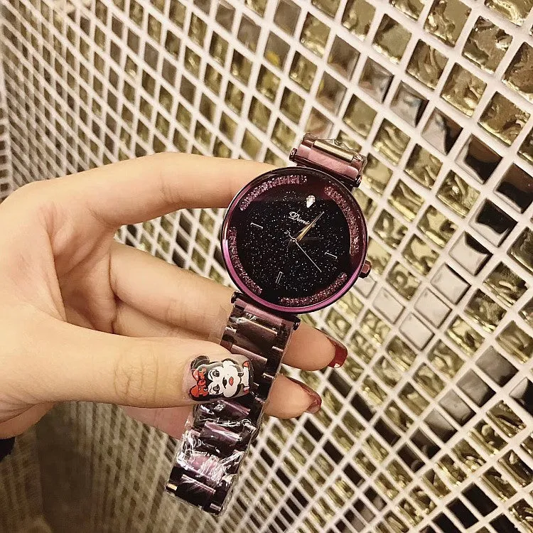 Starry Dial With Rhinestone Women's Watch