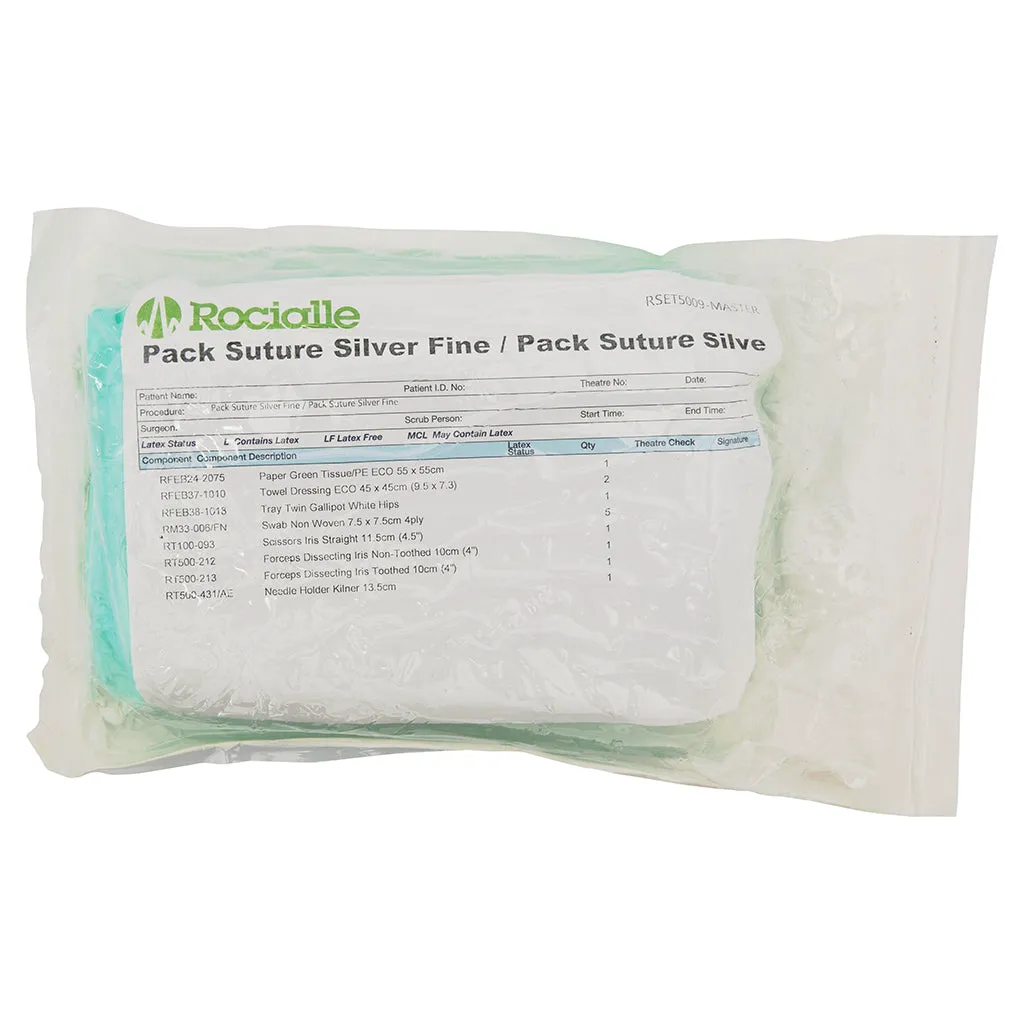 Sterile Suture Pack Including Instruments - Silver