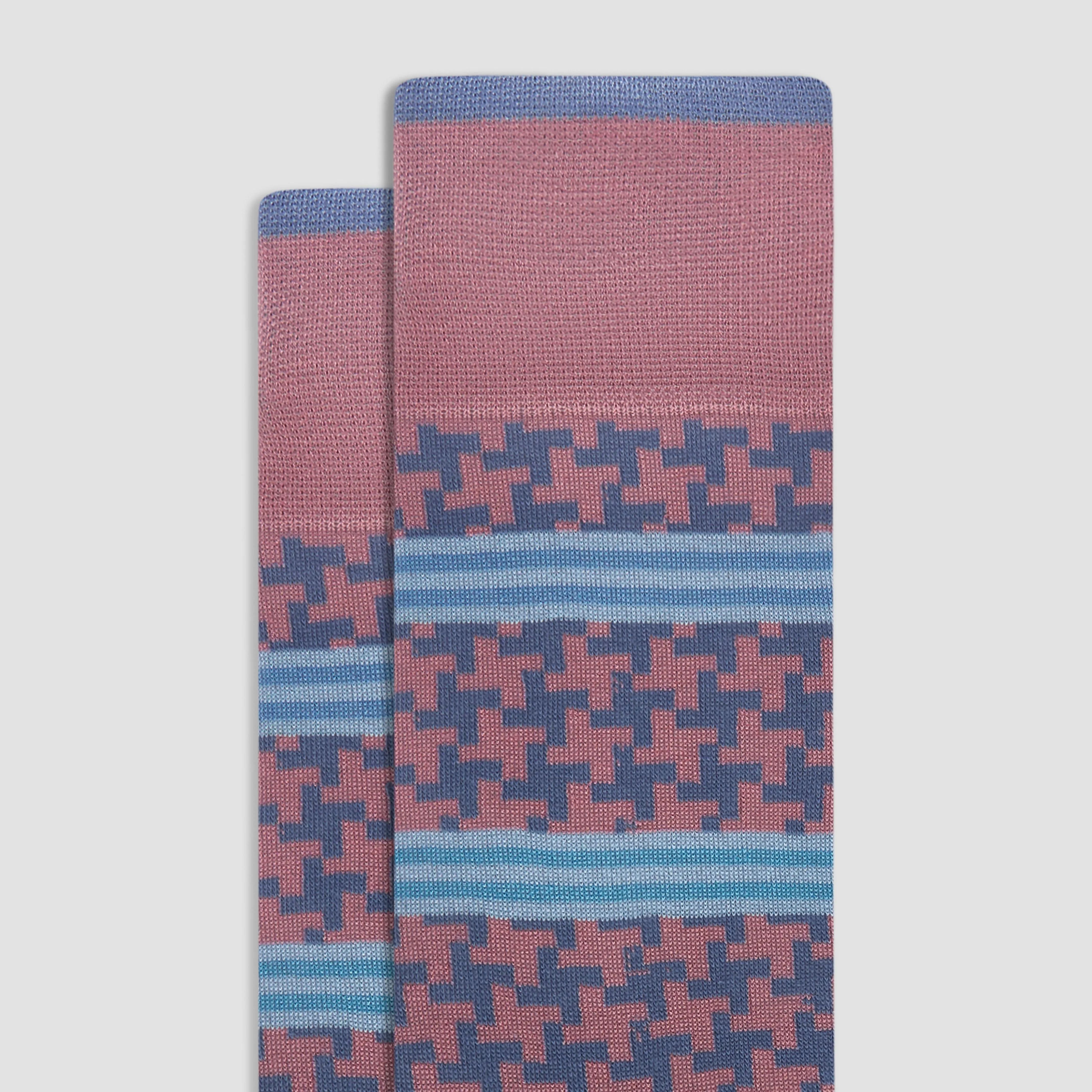 Striped Hound's Tooth Mid-Calf Socks