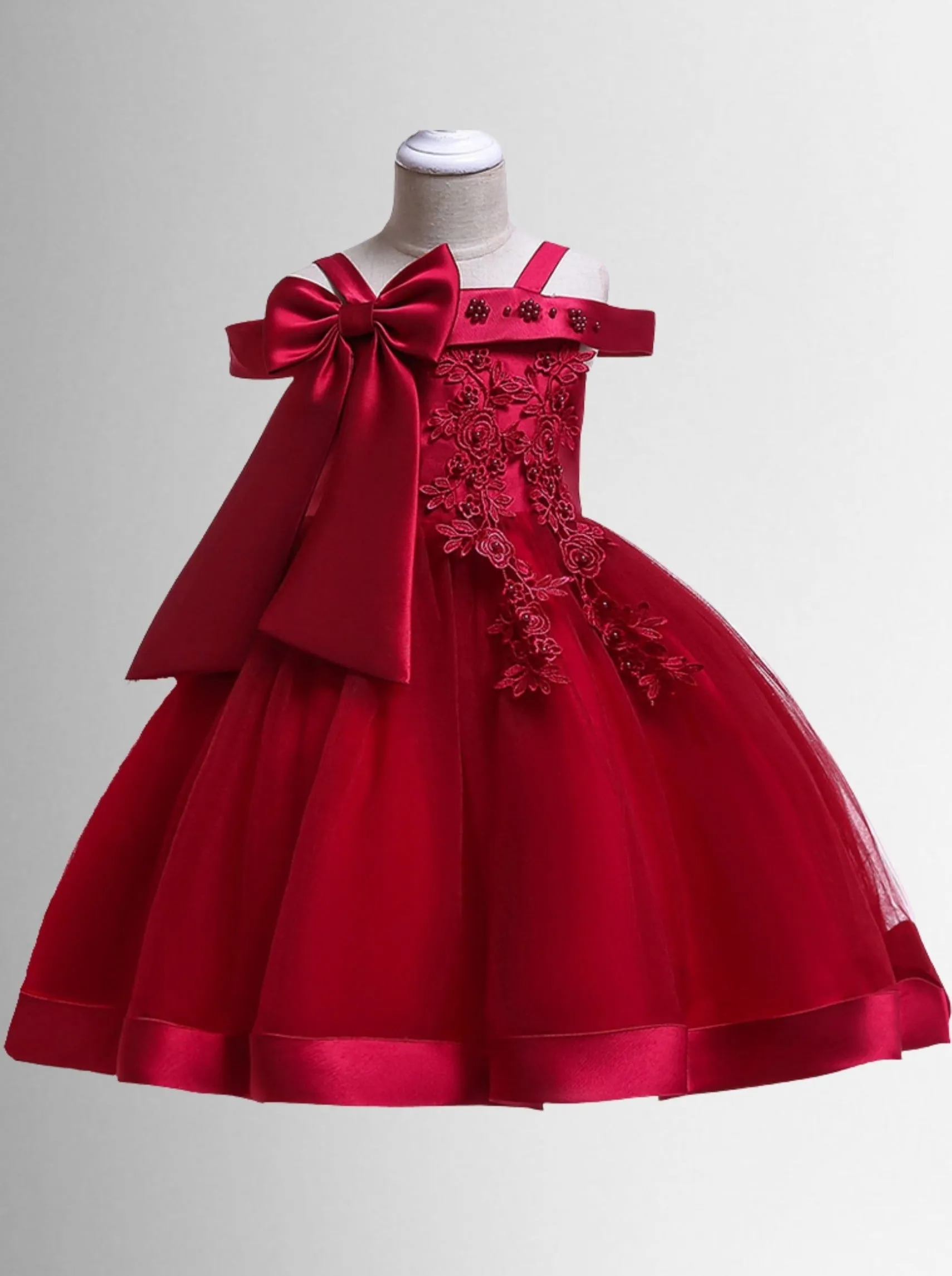 Swan Lake Floral Embroidered Formal Dress