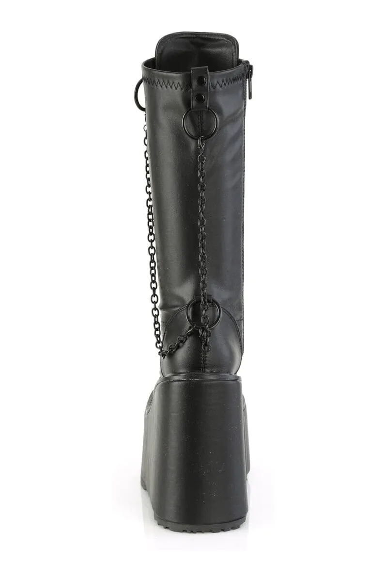 SWING-150 Black Vegan Leather Knee Boot