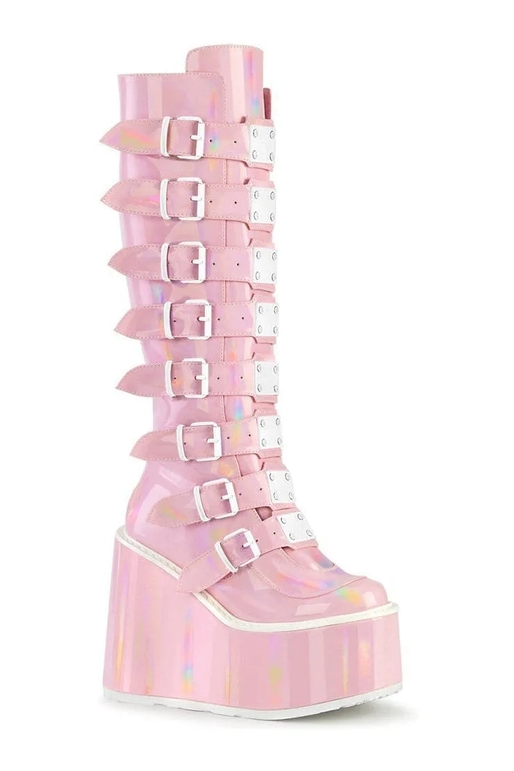 SWING-815 Knee Boot | Hologram Faux Leather