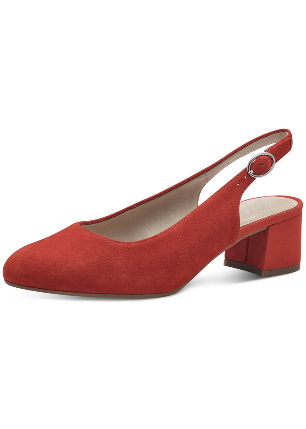 Tamaris Comfort Zara Suede Leather Slingback Pumps Red
