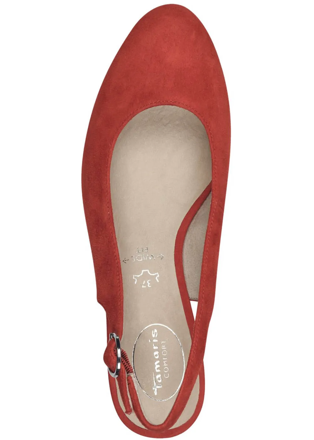 Tamaris Comfort Zara Suede Leather Slingback Pumps Red