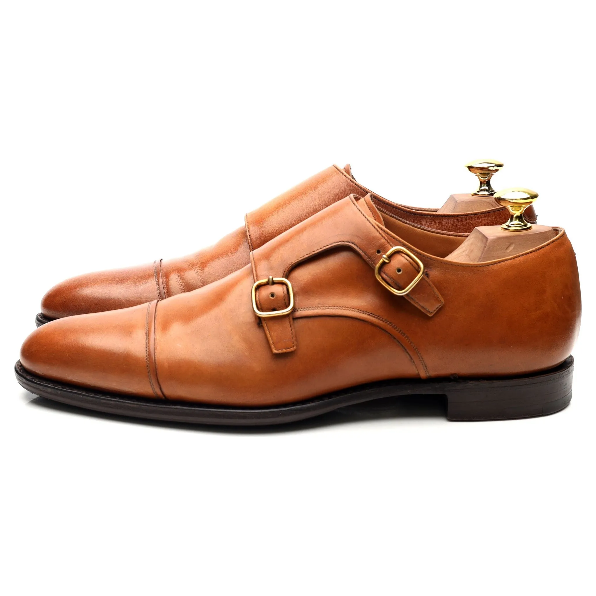 Tan Brown Leather Double Monk Strap UK 8 F
