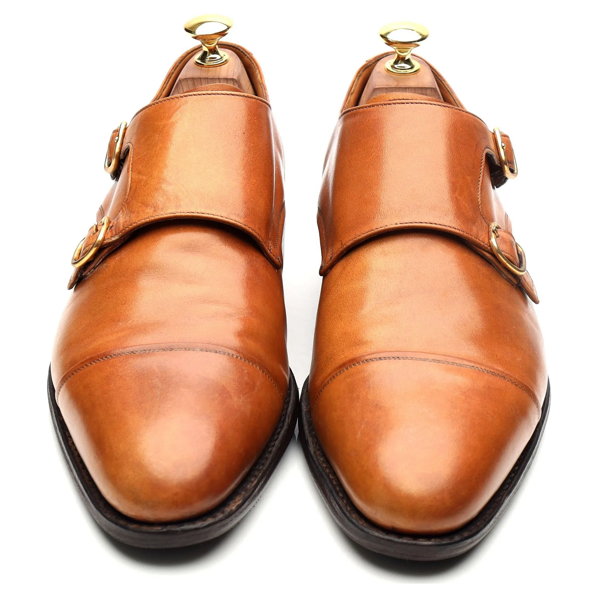 Tan Brown Leather Double Monk Strap UK 8 F