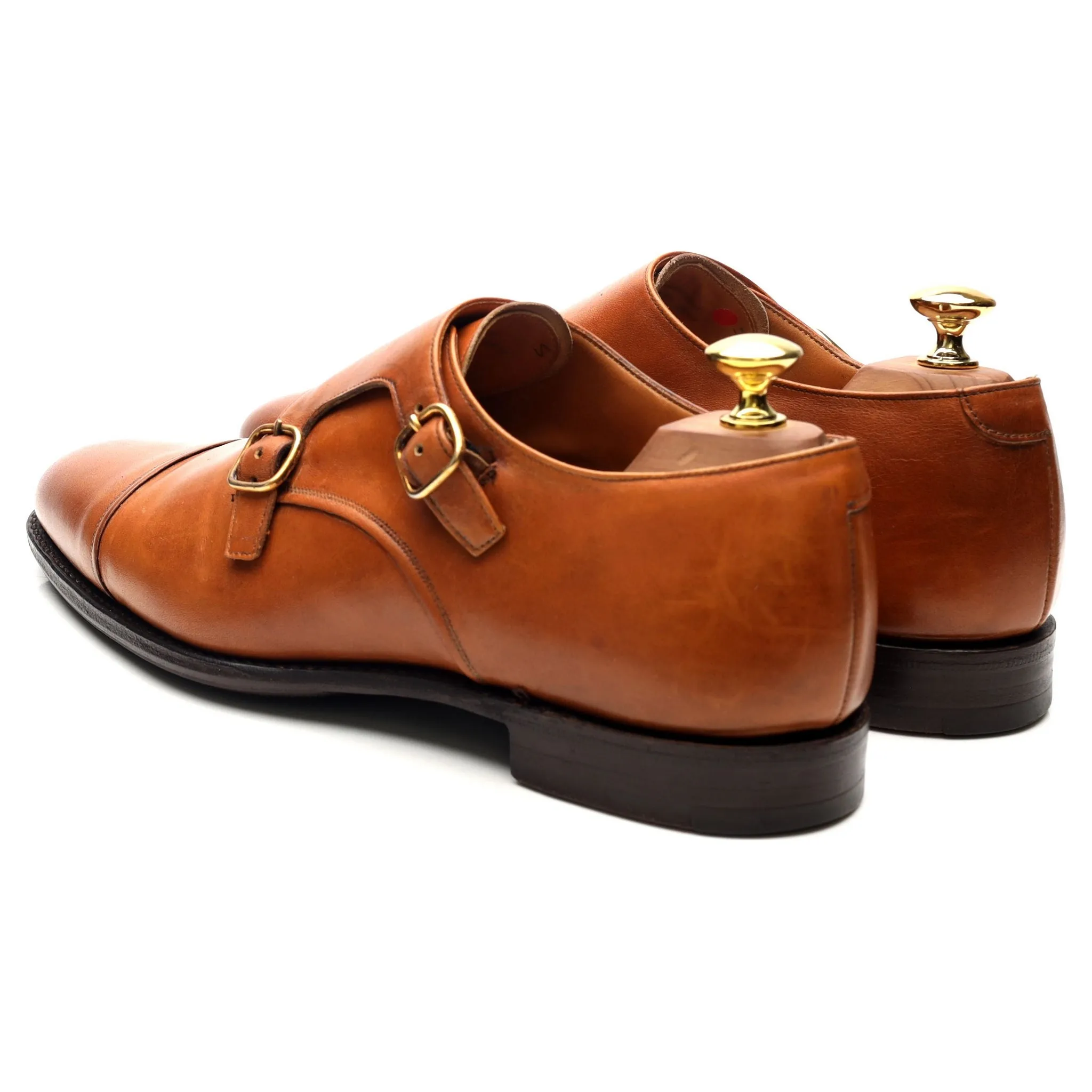 Tan Brown Leather Double Monk Strap UK 8 F