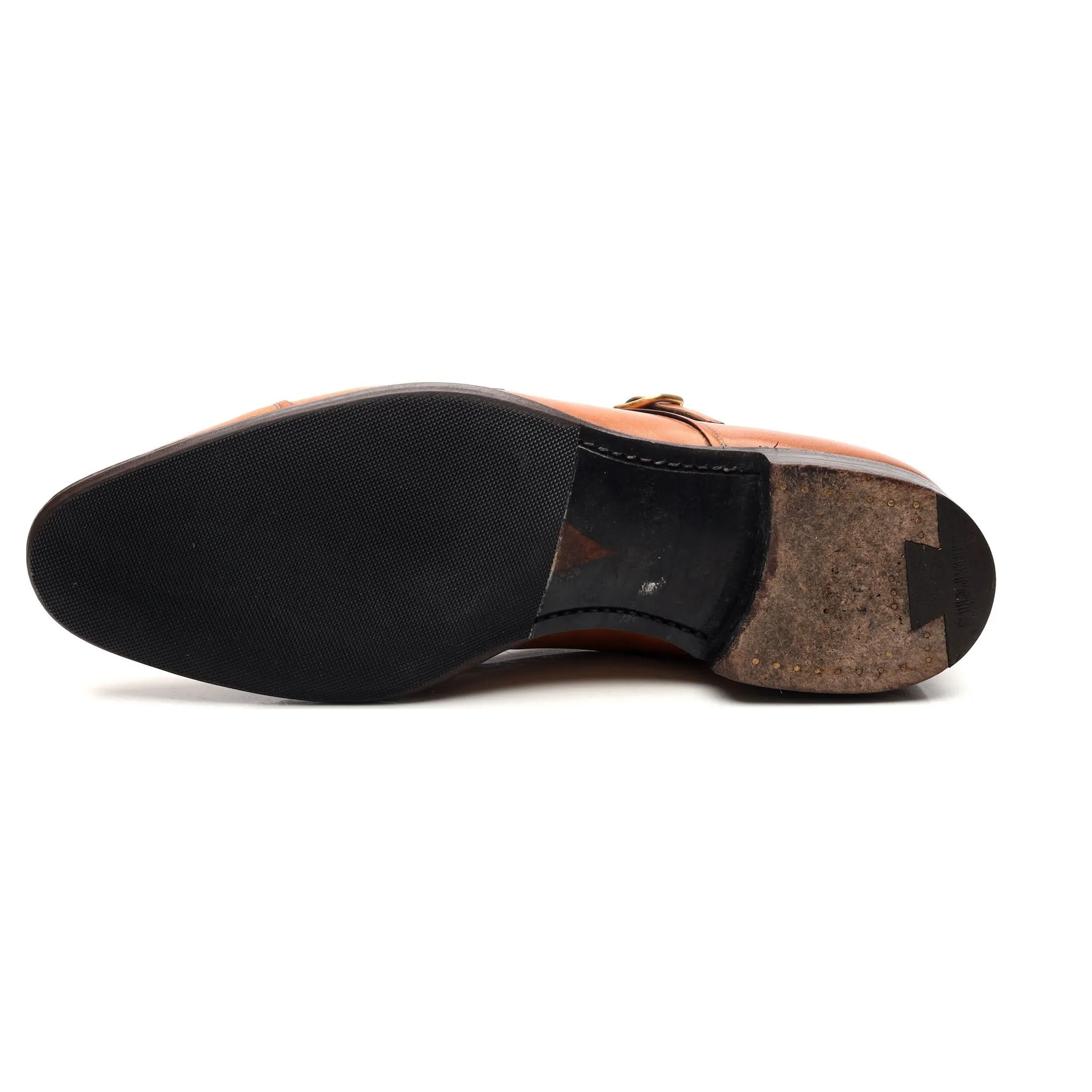 Tan Brown Leather Double Monk Strap UK 8 F