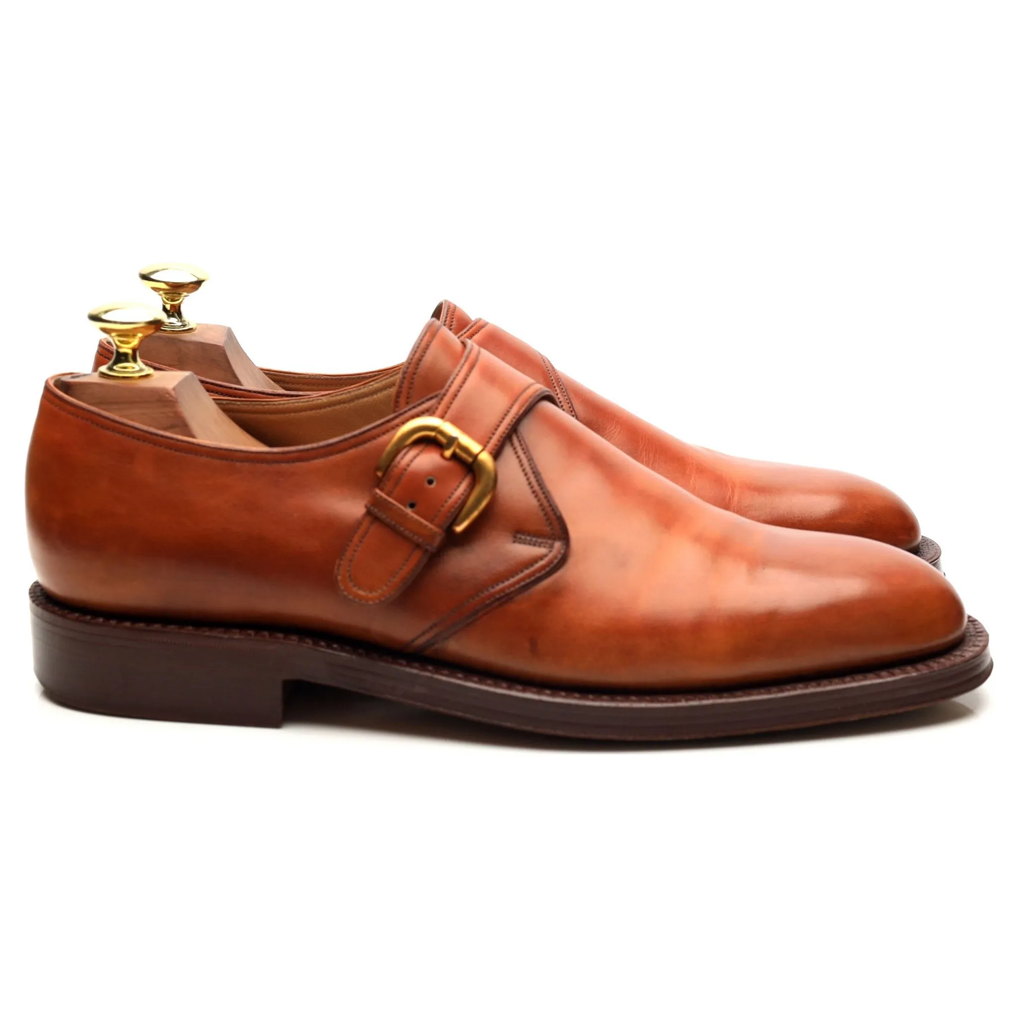 Tan Brown Leather Monk Strap UK 7.5