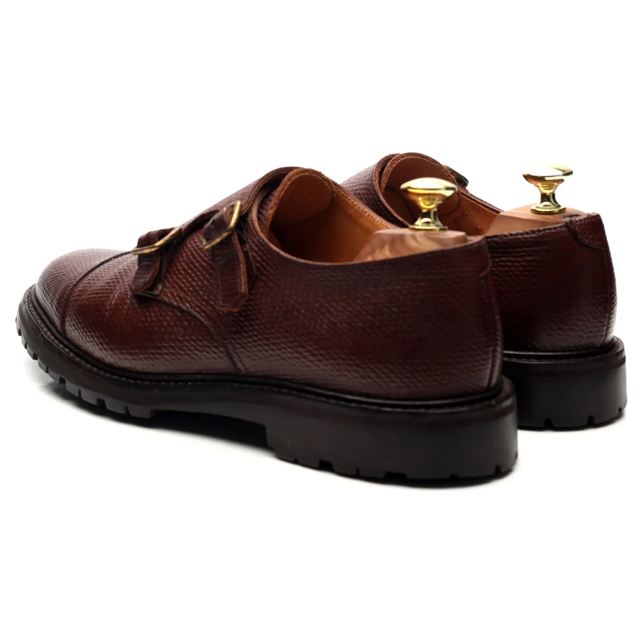 'Tay 3' Brown Leather Double Monk Strap UK 7.5 E