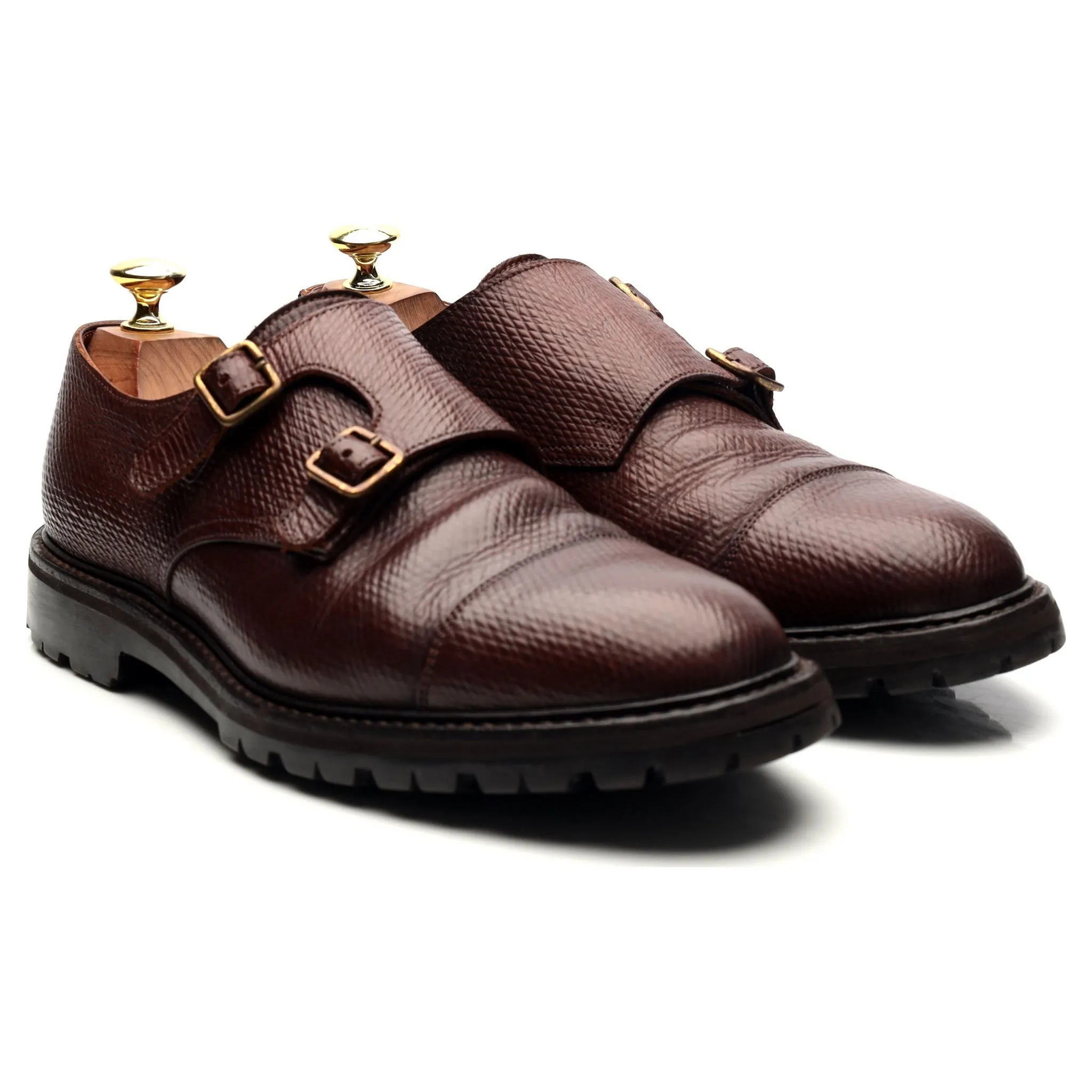 'Tay 3' Brown Leather Double Monk Strap UK 7.5 E