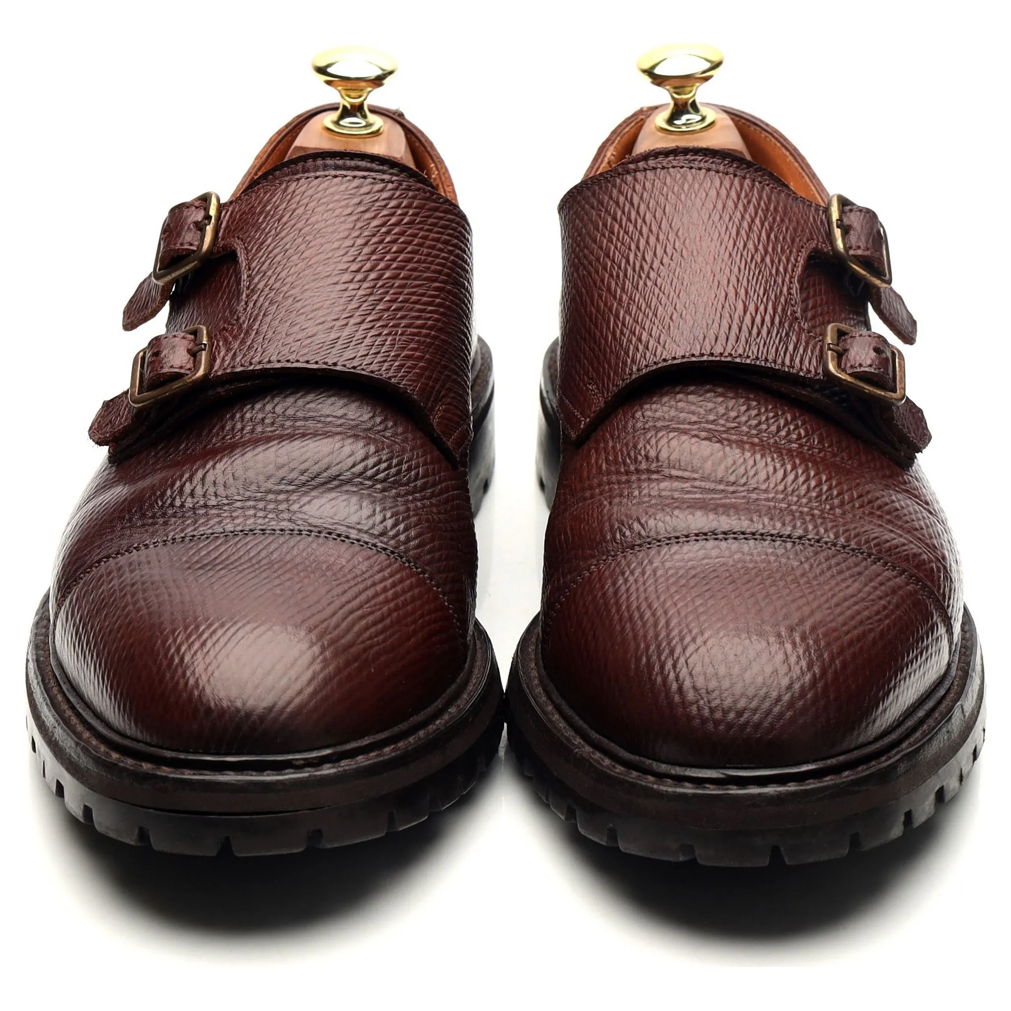 'Tay 3' Brown Leather Double Monk Strap UK 7.5 E