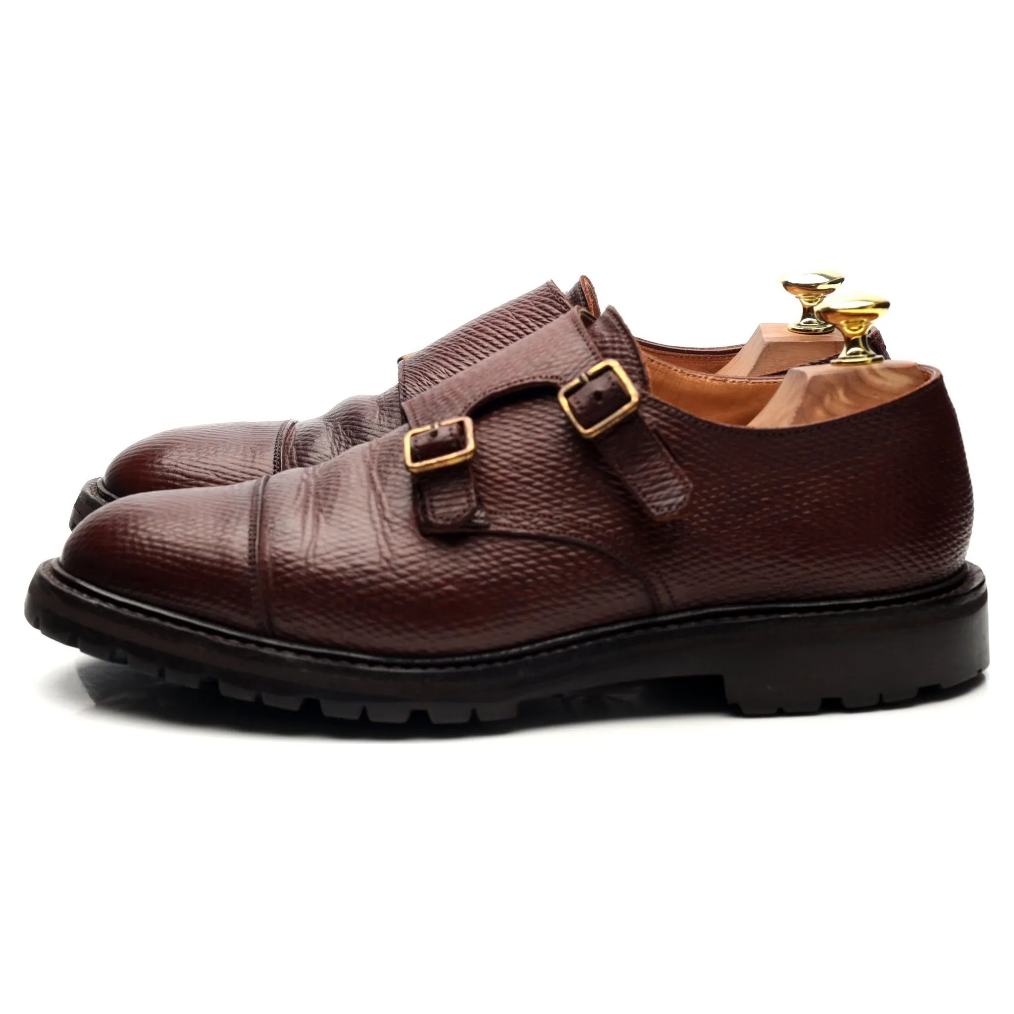 'Tay 3' Brown Leather Double Monk Strap UK 7.5 E