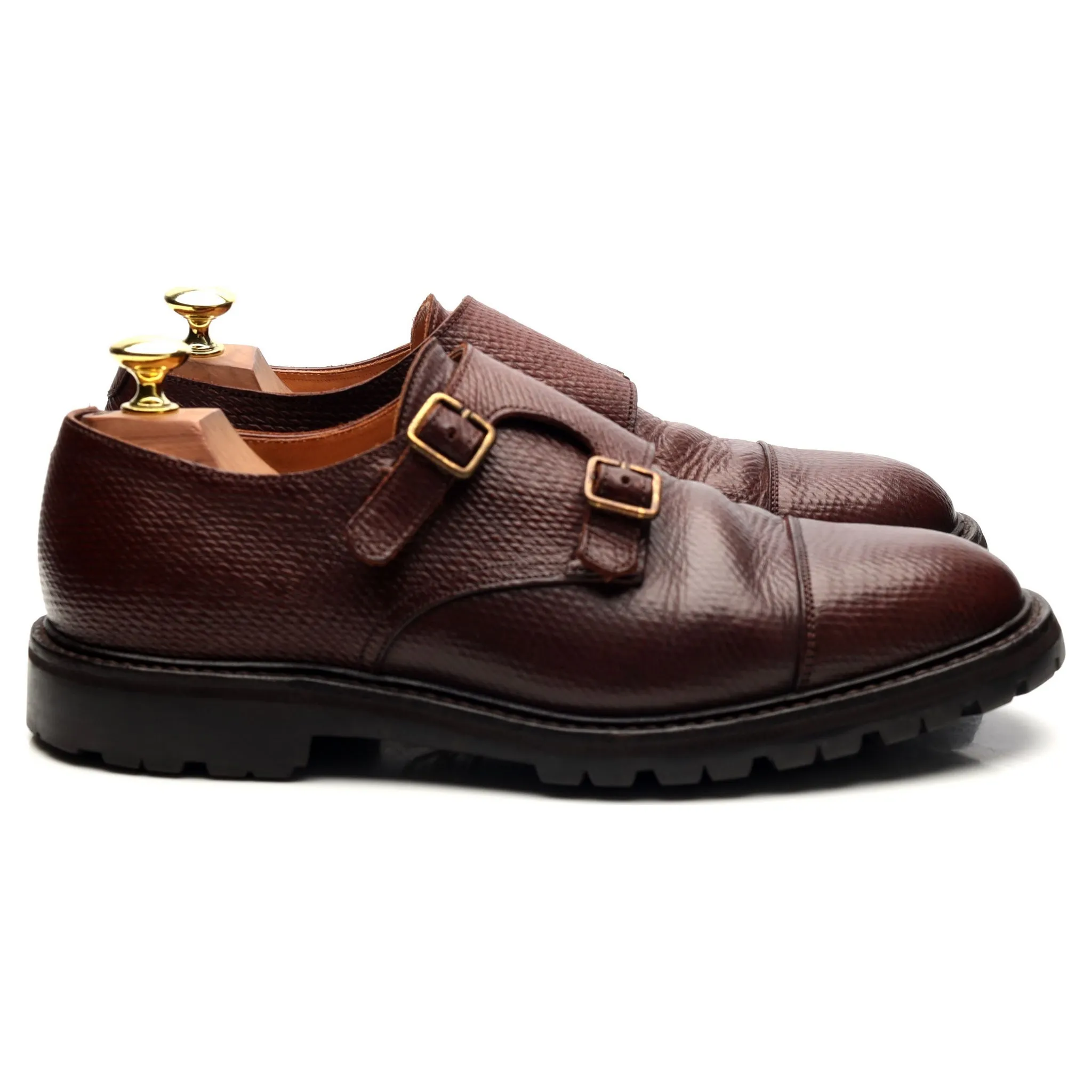 'Tay 3' Brown Leather Double Monk Strap UK 7.5 E