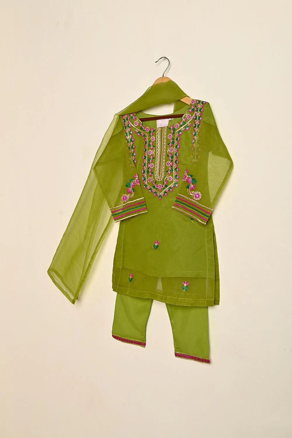 TKF-124-Moss- Kids 3Pc Organza Formal Dress