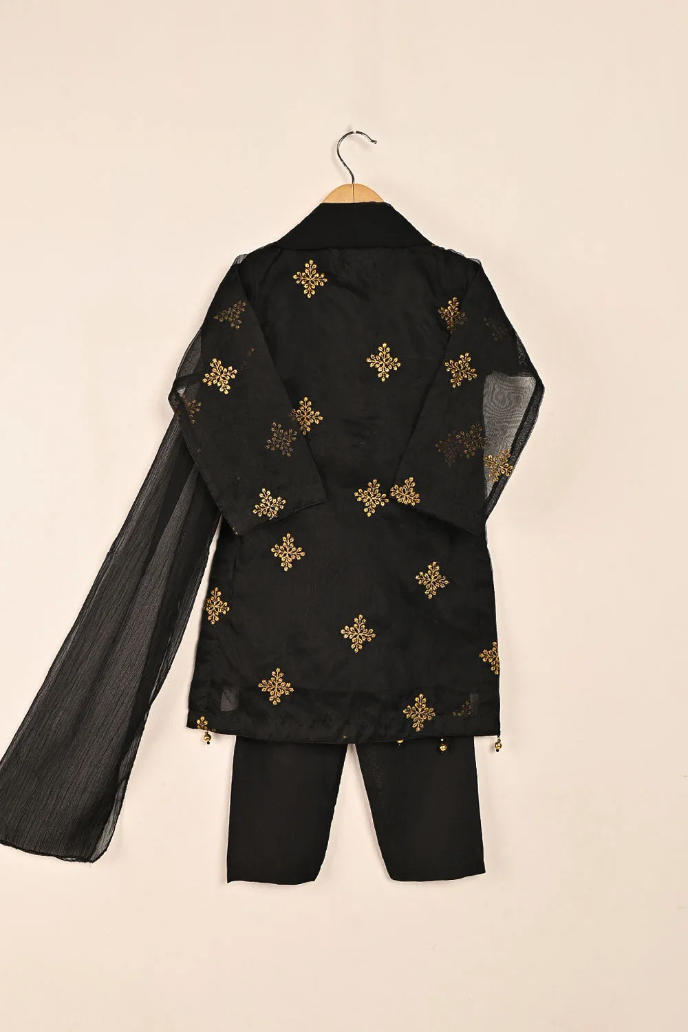 TKF-130-Black - Kids 3Pc Organza Formal Dress