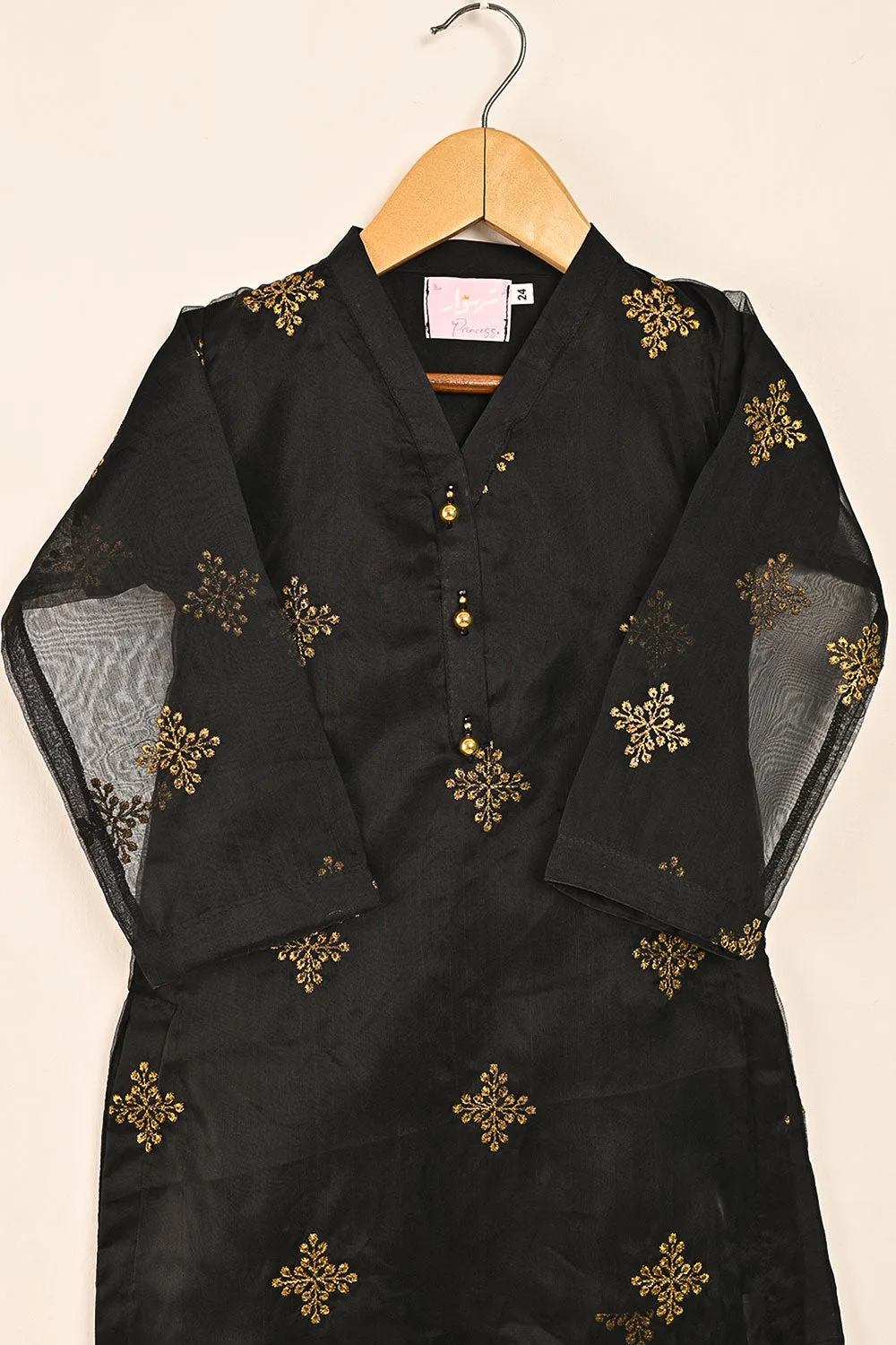 TKF-130-Black - Kids 3Pc Organza Formal Dress