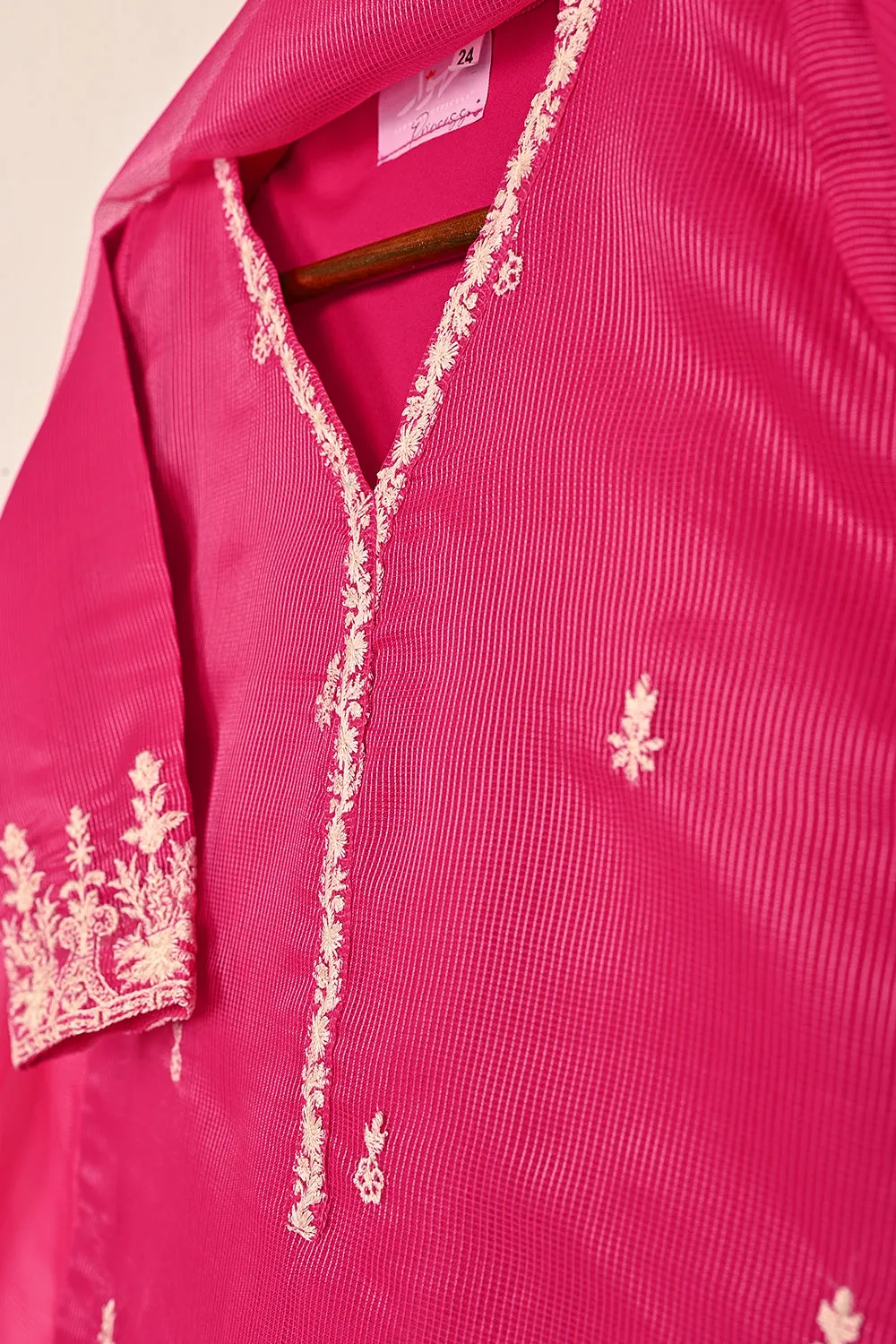 TKF-178-Royal Fuchsia - Kids 3Pc Javeria Net Embroidered Formal Dress