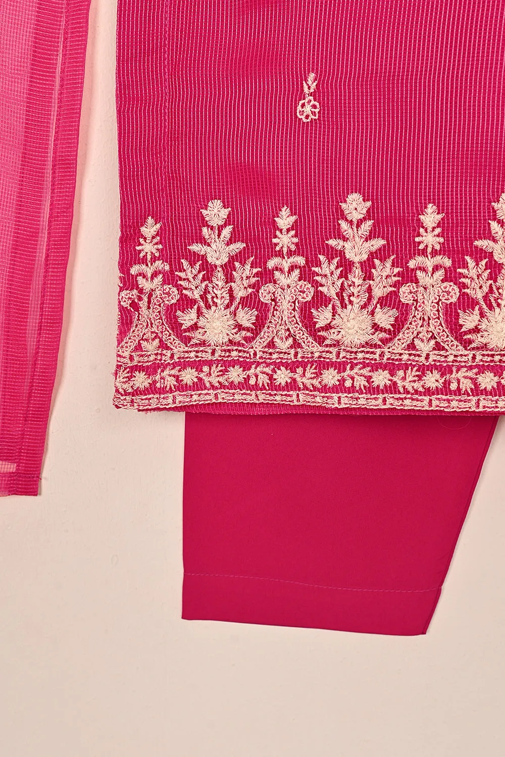 TKF-178-Royal Fuchsia - Kids 3Pc Javeria Net Embroidered Formal Dress