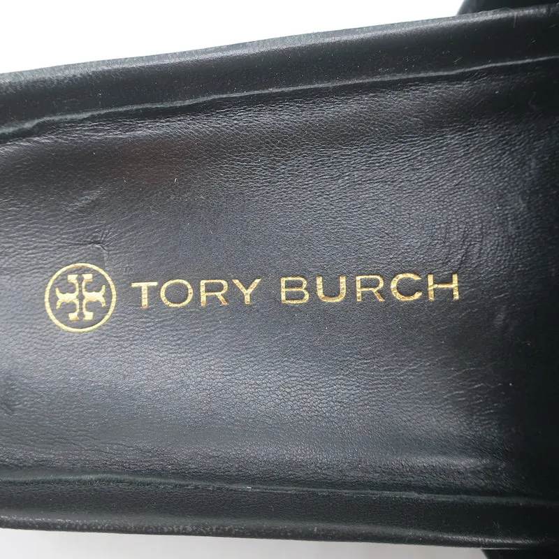 Tory Burch Patos Platform Slide Sandals Black Leather Size 10.5