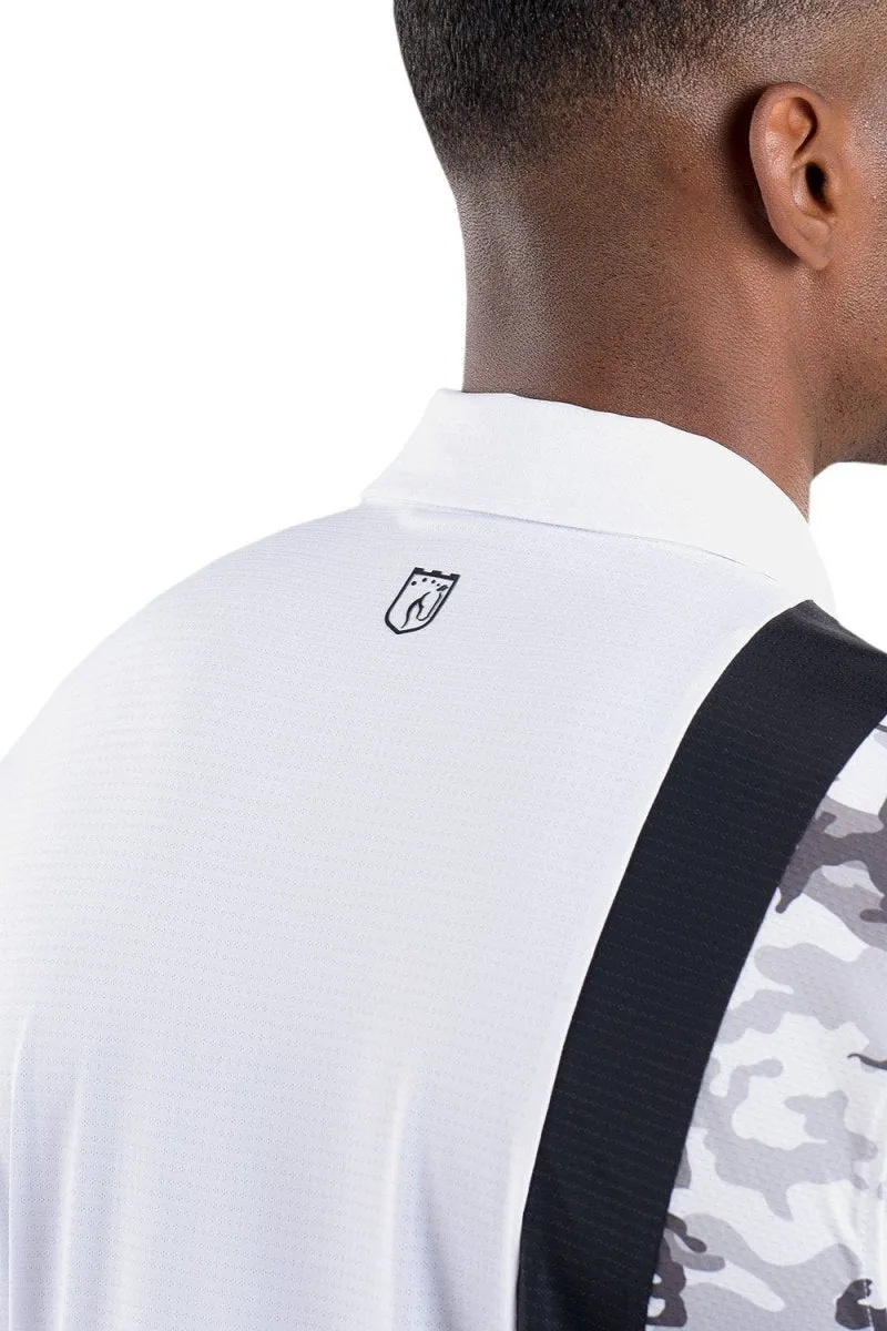 Trey White Black/Camo Vertical Stripe Polo - FINAL SALE