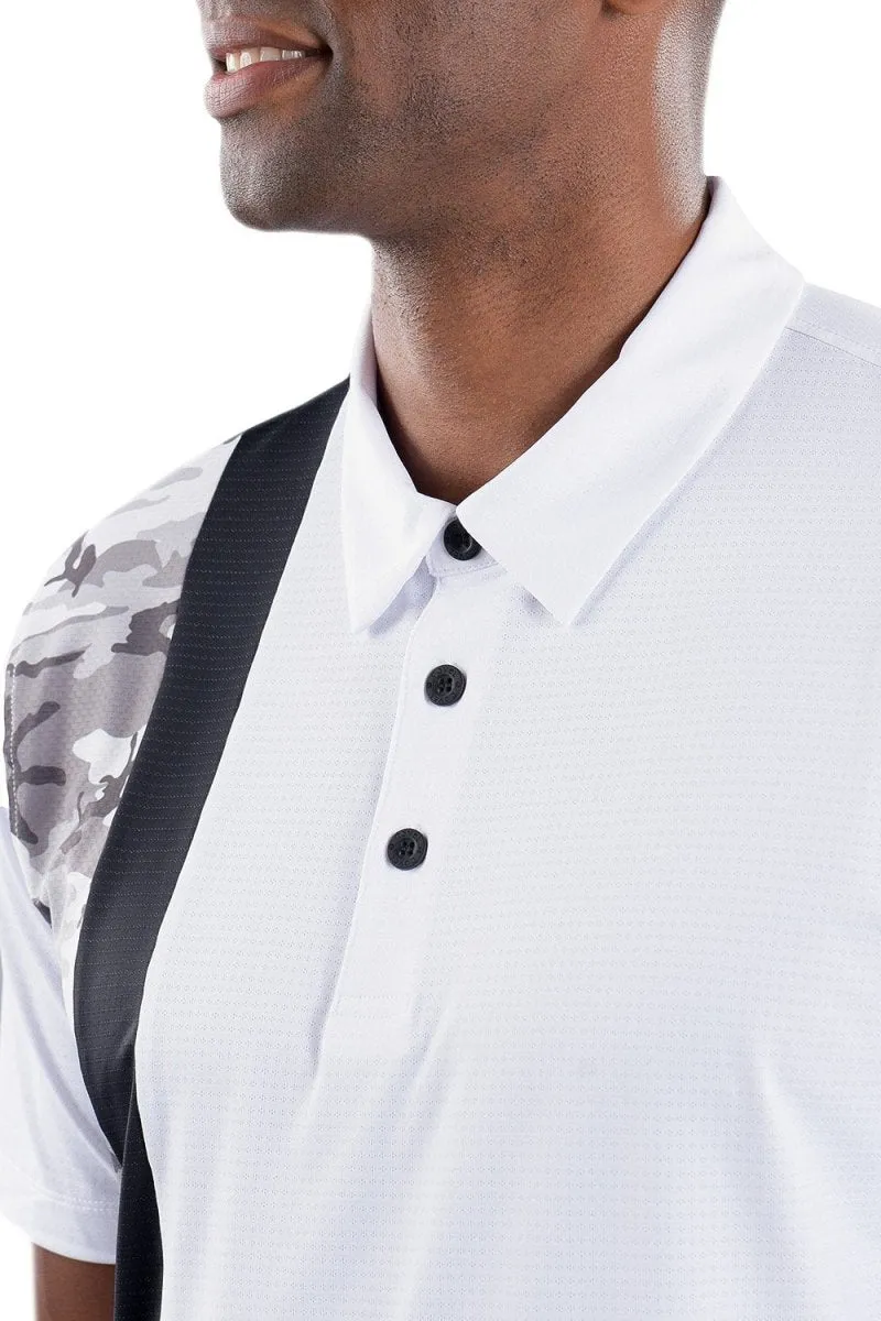 Trey White Black/Camo Vertical Stripe Polo - FINAL SALE