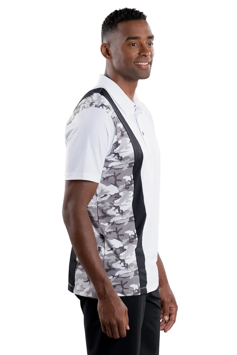 Trey White Black/Camo Vertical Stripe Polo - FINAL SALE