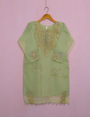 TS-106B-Pista - Organza Embroidered Stitched Kurti