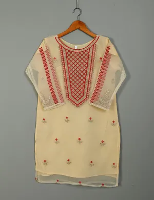 TS-118A-Skin - Organza Embroidered Stitched Kurti