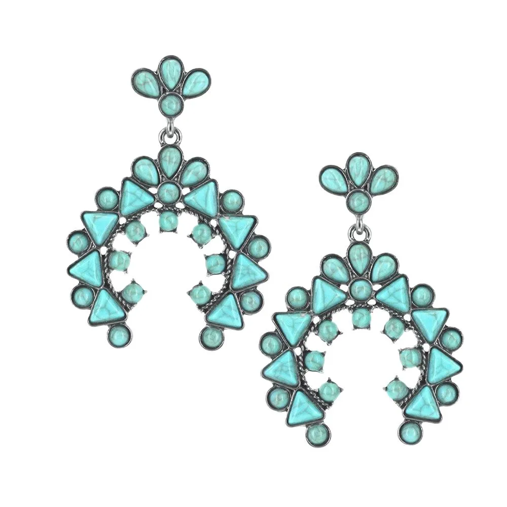 Turquoise Blue Squash Blossom Attitude Earrings