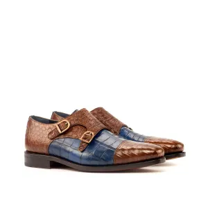 Two-Tone Alligator Double Monk Shoes
