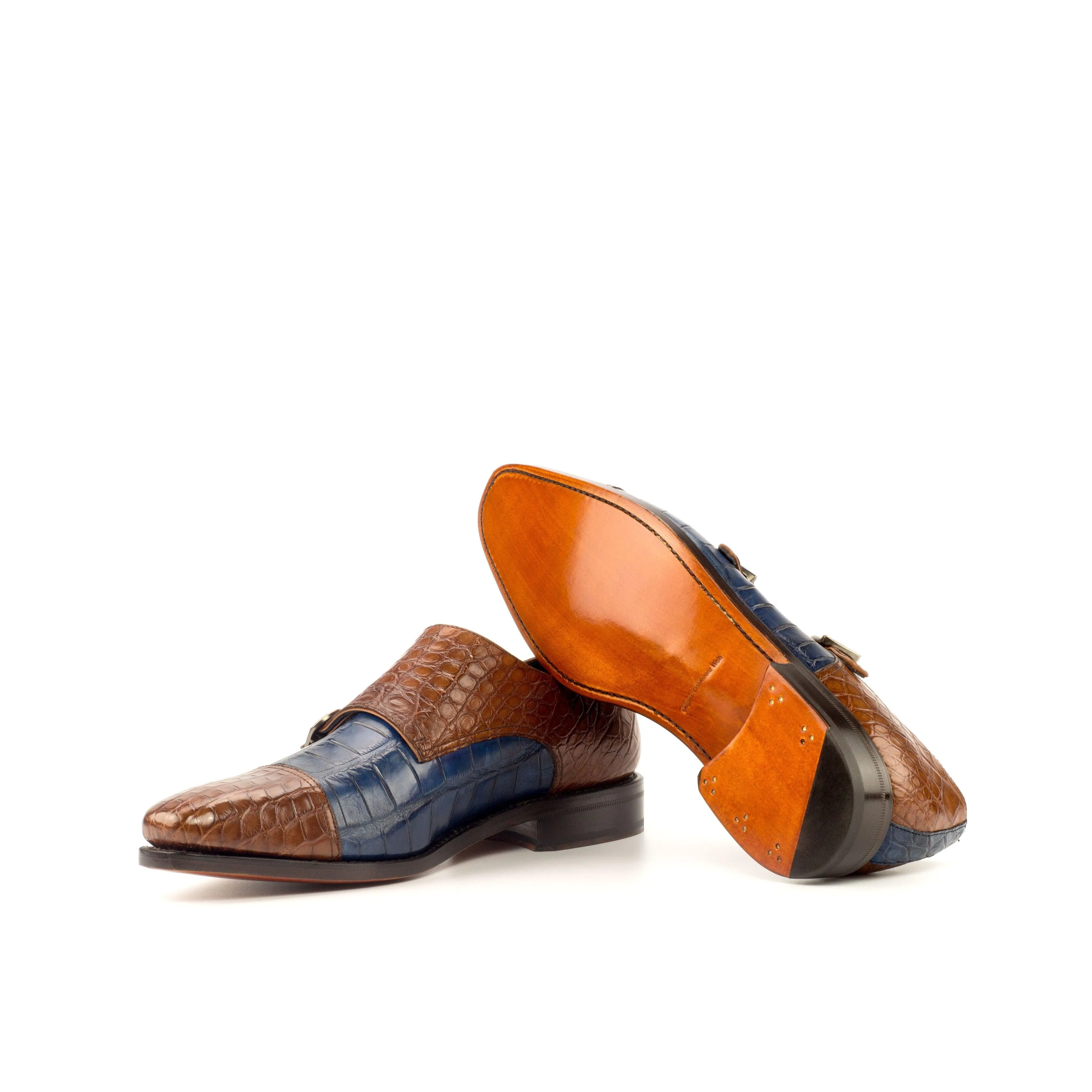 Two-Tone Alligator Double Monk Shoes