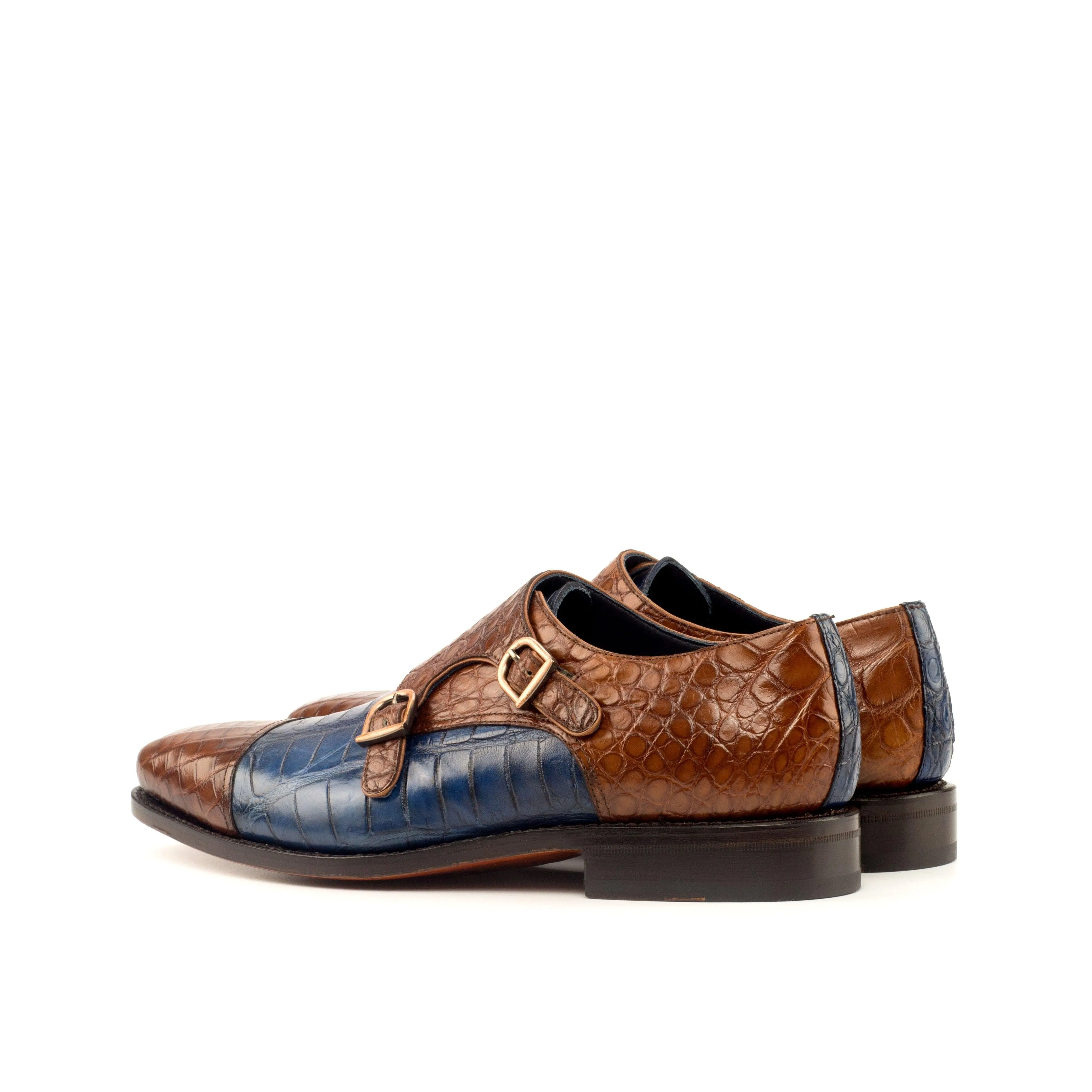 Two-Tone Alligator Double Monk Shoes