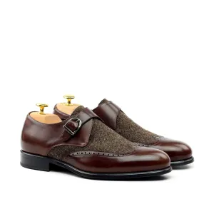 Unique Handcrafted Brown painted Calf Single Strap Monkstrap