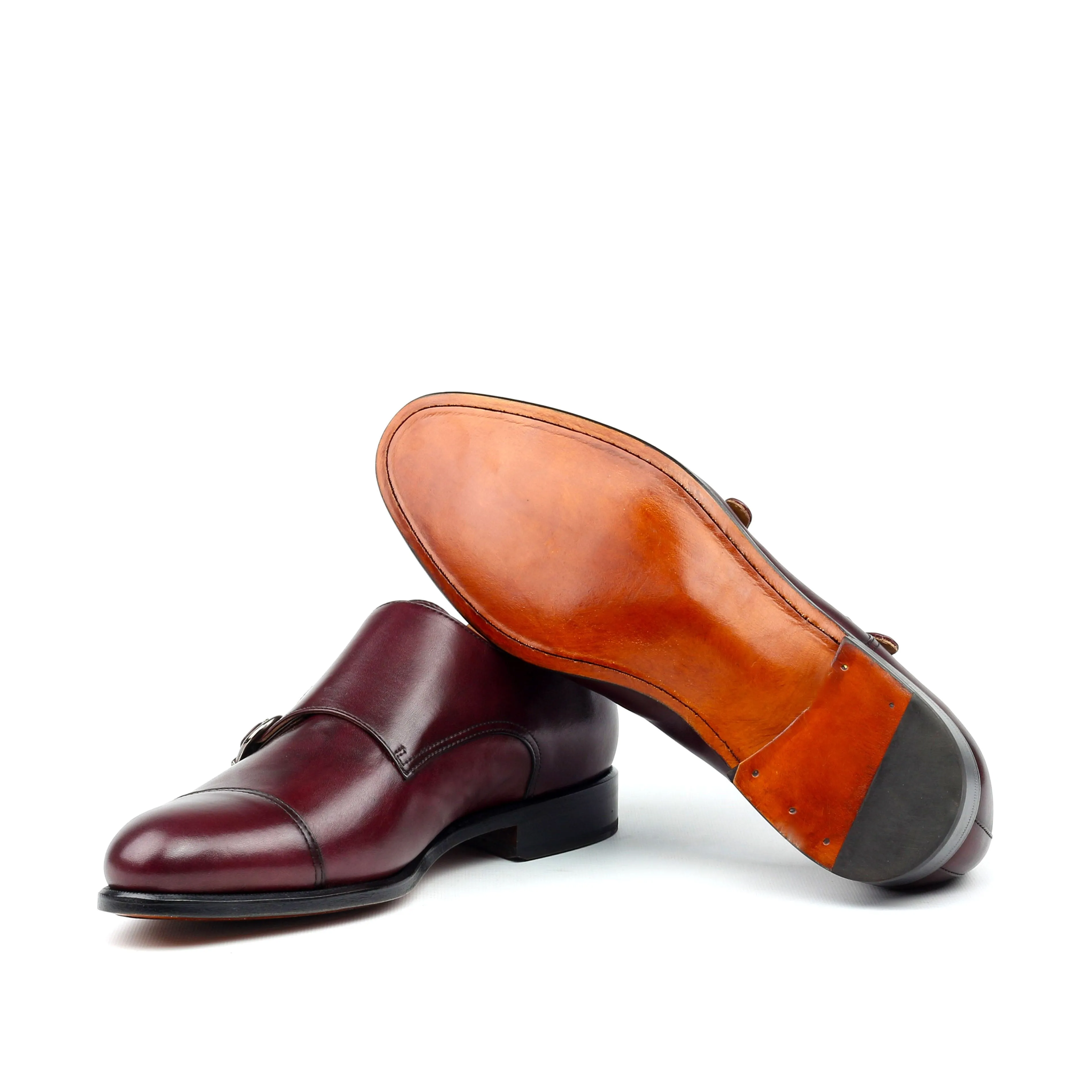 Unique Handcrafted Burgundy Double Monkstrap