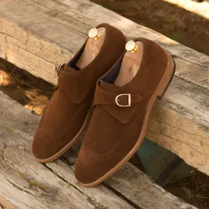 Unique Handcrafted Cafe Brown Suede Single Strap Monkstrap