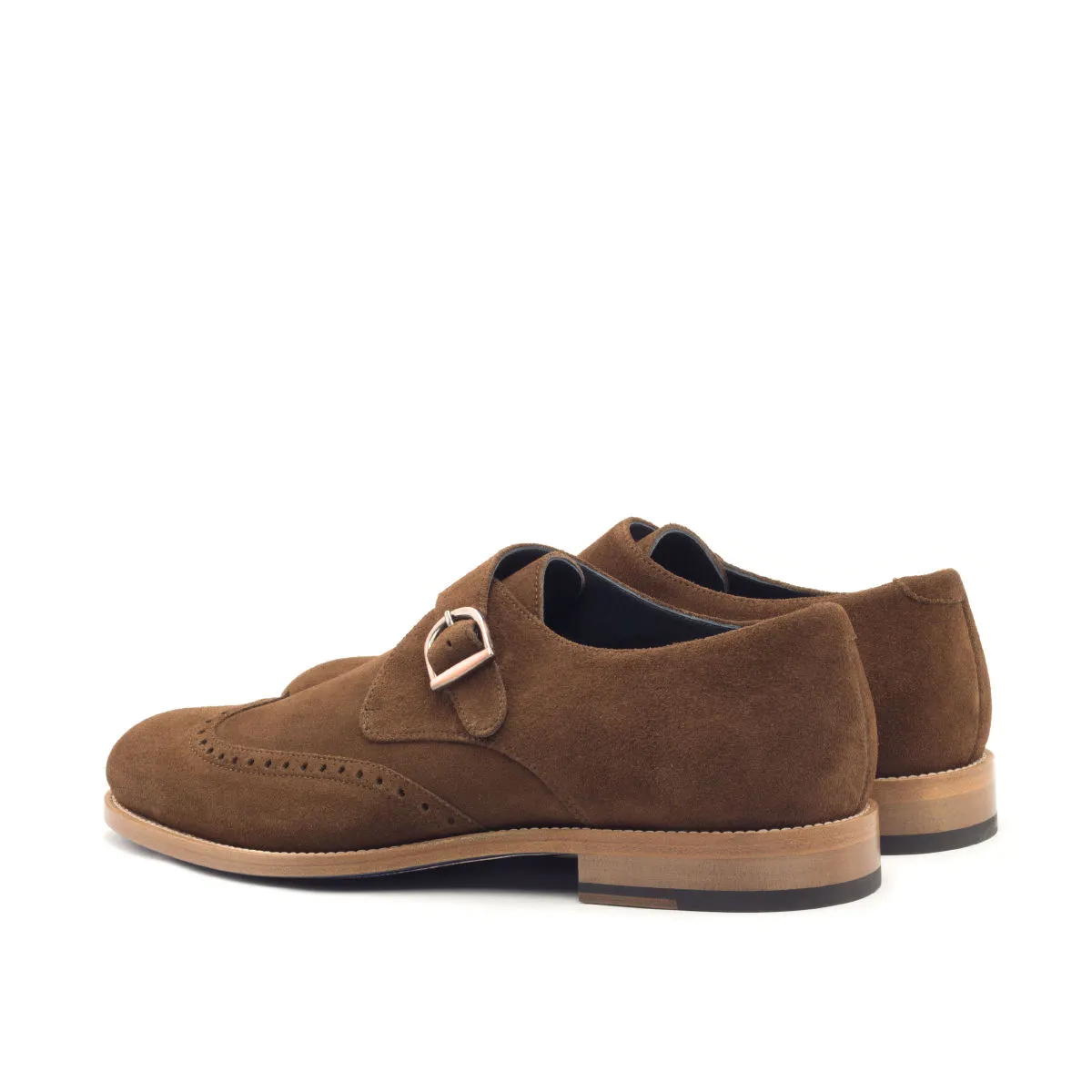 Unique Handcrafted Cafe Brown Suede Single Strap Monkstrap