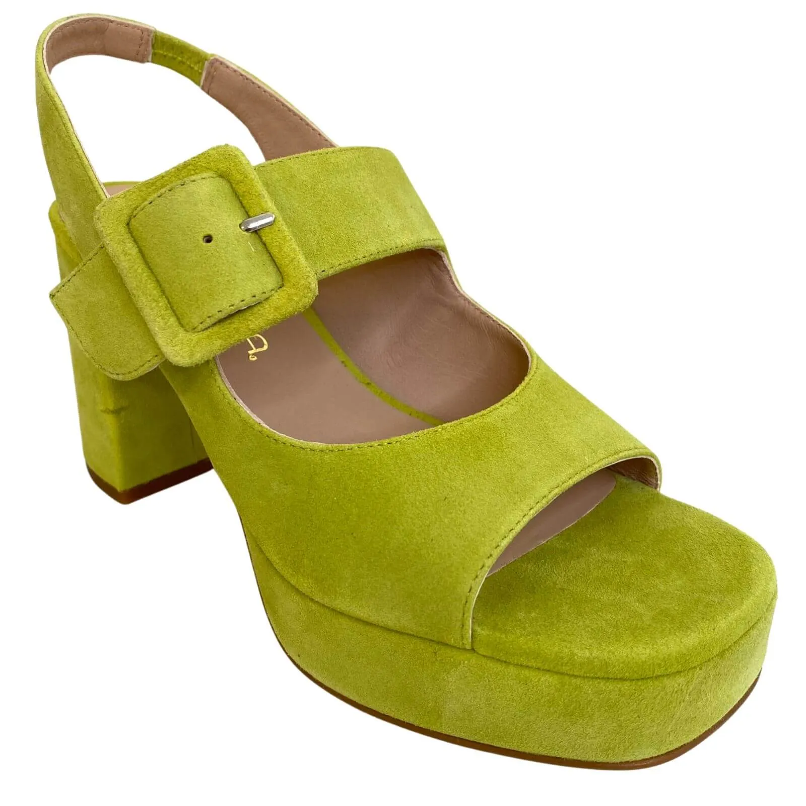 Unisa Odela Lime Suede Platform Sandals
