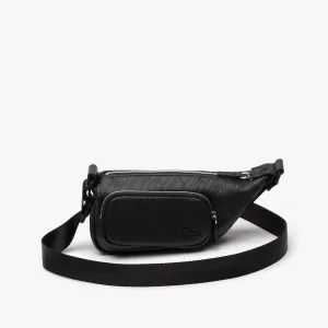 Unisex Lacoste Logo Print Shoulder Bag Black Small
